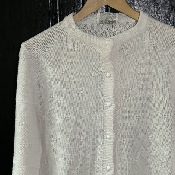 Vintage Billie Jo Cardigan Sweater Size Medium Large?? White Pink Floral Cottage - Picture 2 of 8
